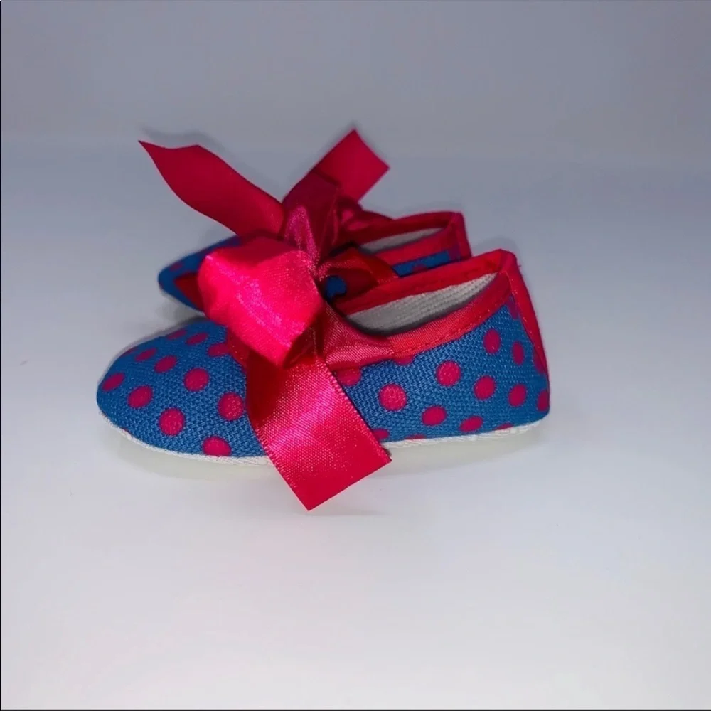 NEW Baby Girl Shoes Blue and Pink Polka Dot